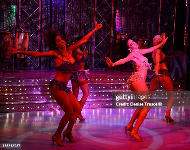 The cast of FANTASY performs during the FANTASY calendar launch at the Luxor Hotel and Casino on October 22, 2013 in Las Vegas, Nevada.