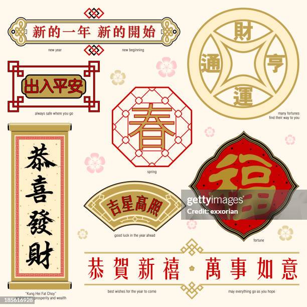 chinese frame and text - chinese welcome text stock illustrations