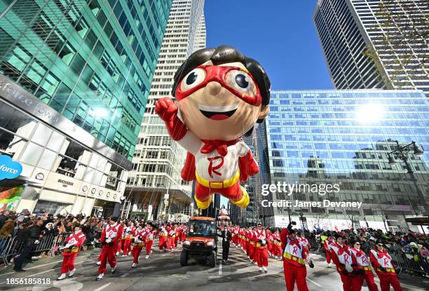 View of the Red Titan balloon at the 97th Annual Macy's Thanksgiving Day Parade on November 23, 2023 in New York City.