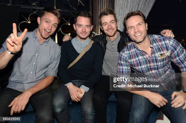 Actors Wilson Bethel, Elijah Wood, Robert Buckley and Scott Porter attend the Assasin's Creed IV Black Flag Launch Party at Greystone Manor...