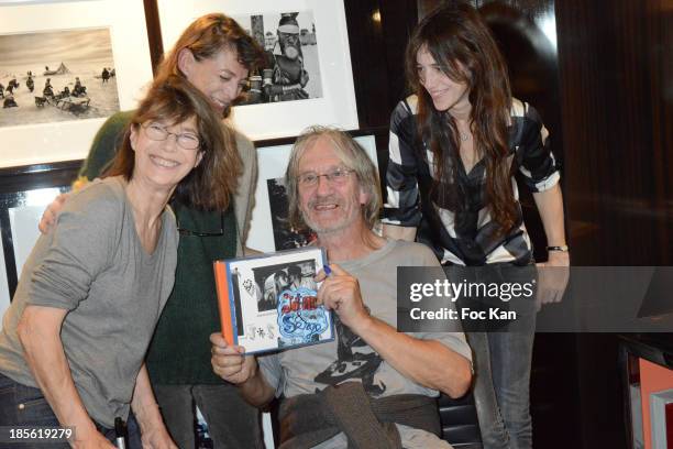 Jane Birkin, Andrew Birkin, Kate Barry and Charlotte Gainsbourg attend the 'Jane Et Serge A Family Album' : Book Signing At Taschen Odeon on October...