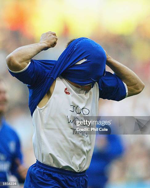 Gianfranco Zola of Chelsea celebrates scoring the second goal during the FA Barclaycard Premiership match between West Bromwich Albion and Chelsea...