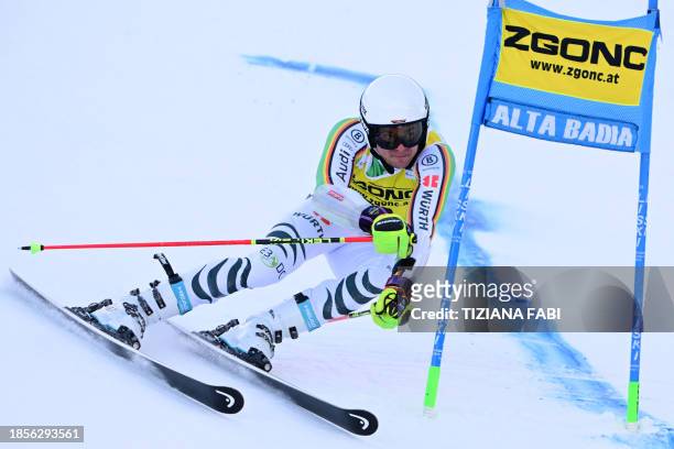 Germany's Alexander Schmid competes in the first run of the men's Giant Slalom, during the FIS Alpine Ski World Cup in Alta Badia on December 18,...