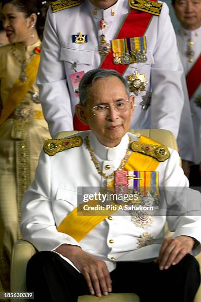 Thailand's king Bhumibol Adulyadej smiles on his birthday after leaving Siriraj hospital. Thailand's king Bhumibol Adulyadej was moved from the...