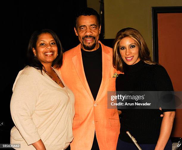 Publicist Tonya Carmouche, pianist Bobby Lyle, and singer Kaylene Peoples attend the Kaylene Peoples "My Man CD" recording session, featuring pianist...