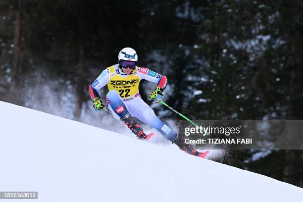 Norway's Alexander Steen Olsen competes in the first run of the men's Giant Slalom, during the FIS Alpine Ski World Cup in Alta Badia on December 18,...