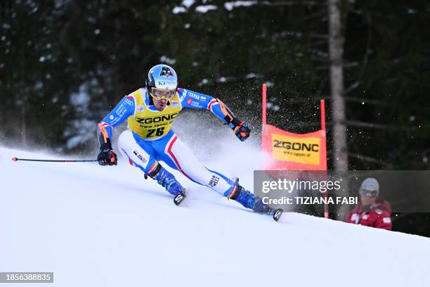 France's Victor Muffat-Jeandet competes in the first run of the men's Giant Slalom, during the FIS Alpine Ski World Cup in Alta Badia on December 18,...