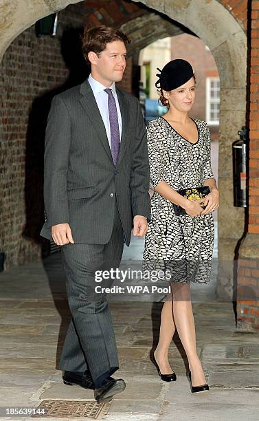 Emilia Jardine-Paterson and husband David arrive at the Chapel Royal in St James's Palace, for the christening of the three month-old Prince George...