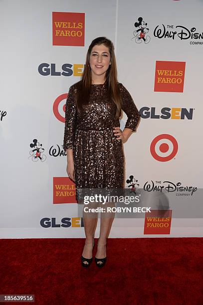 Actress Mayim Bialik arrives for the 9th annual GLSEN Respect Awards, at the Beverly Hills Hotel, October 18, 2013 in Beverly Hill, California. The...