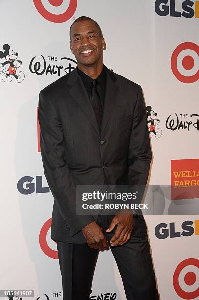 American professional basketball player Jason Collins arrives for the 9th annual GLSEN Respect Awards, at the Beverly Hills Hotel, October 18, 2013...