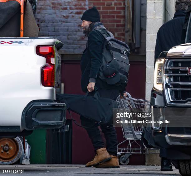 Actor Keanu Reeves is seen arriving to the Dogstar concert on December 14, 2023 in Philadelphia, Pennsylvania.