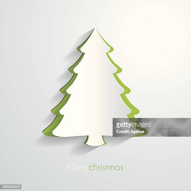 stockillustraties, clipart, cartoons en iconen met paper christmas tree - christmas background green