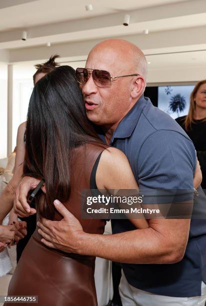 Salma Hayek and Vin Diesel attend Salma Hayek Pinault's and Kristen Stewart's celebratory luncheon honoring Penelope Cruz's starring role in Michael...