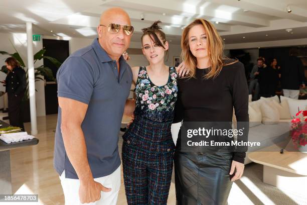 Vin Diesel, Kristen Stewart and Alicia Silverstone attend Salma Hayek Pinault's and Kristen Stewart's celebratory luncheon honoring Penelope Cruz's...