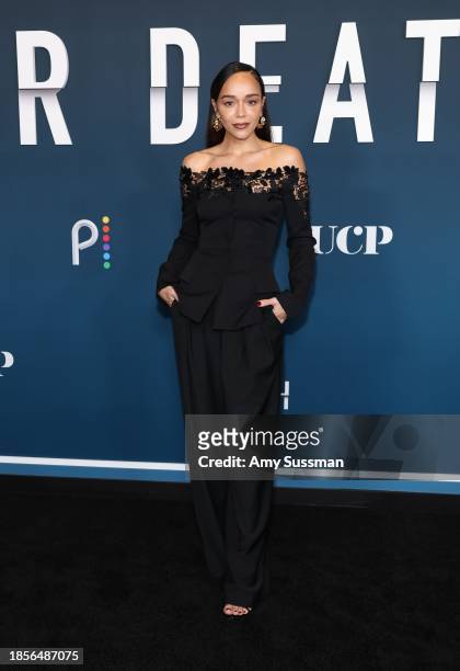Ashley Madekwe attends the premiere of Peacock's "Dr. Death" Season 2 at Pacific Design Center on December 14, 2023 in West Hollywood, California.