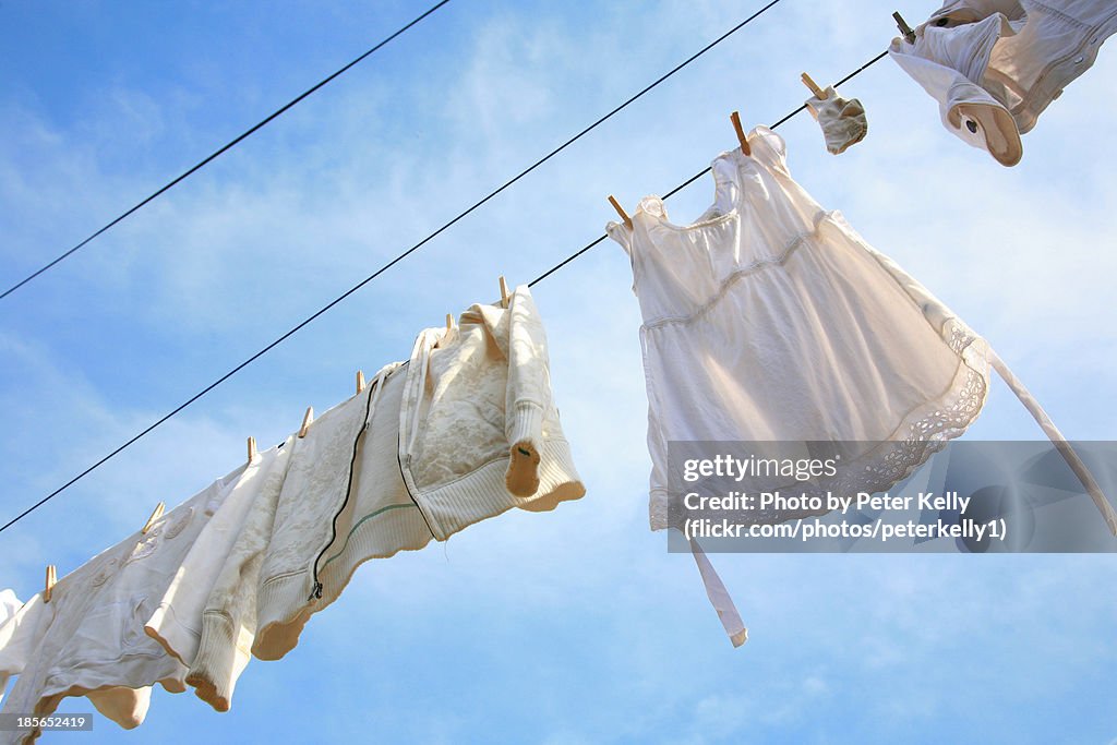 Laundry Drying on Clothes Line