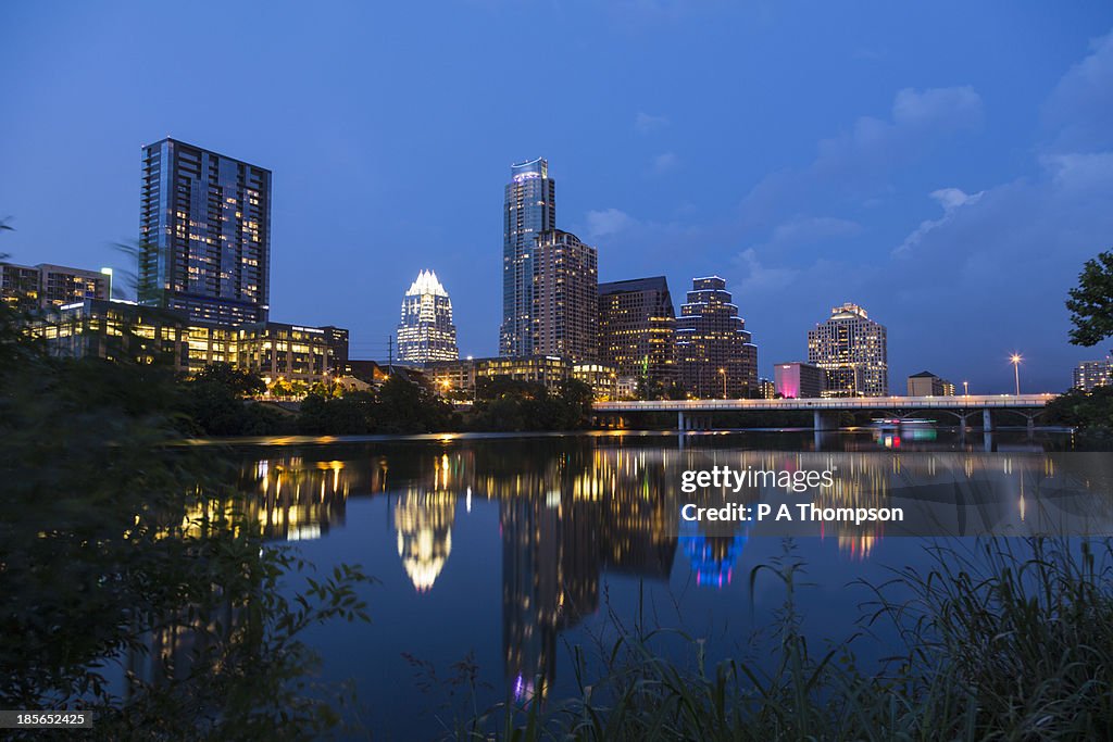 Austin skyline at dusk.