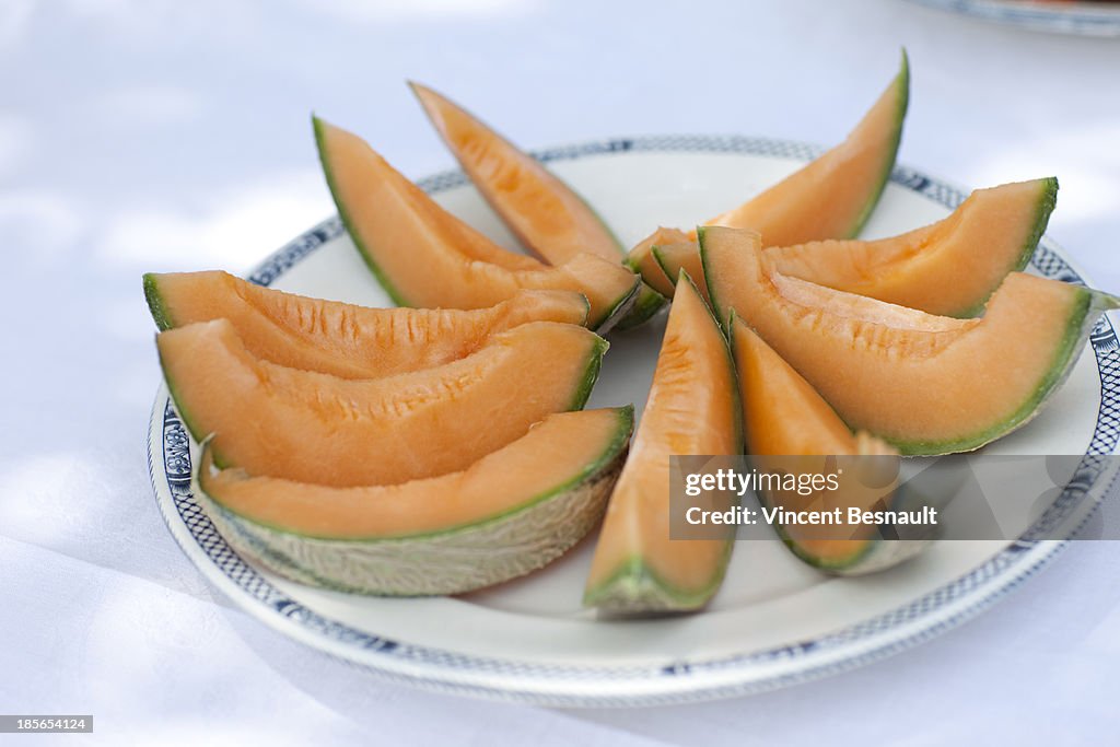 Slice of melon on a plate