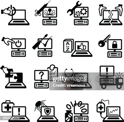 Computer Software Repair Sign Computer Service And Repair Symbols High-Res Vector Graphic - Getty Images