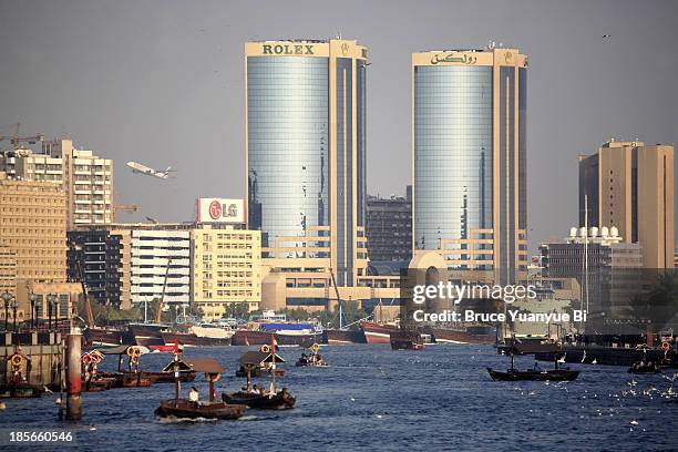 abra water taxi in dubai creek - water taxi stock pictures, royalty-free photos & images