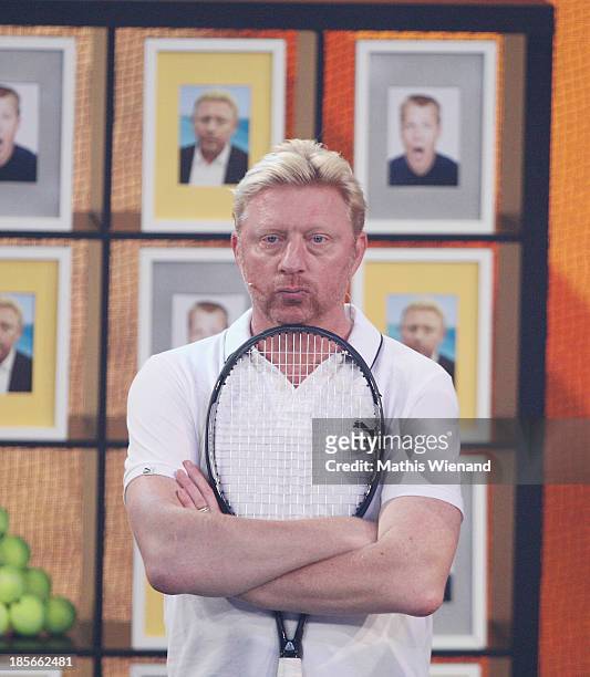 Boris Becker attends the TV Show 'Alle auf den Kleinen' with Boris Becker and Lilly Becker vs Oliver Pocher on October 22, 2013 in Cologne, Germany.