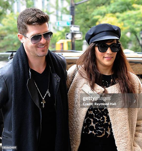 Ringer Robin Thicke and wife Paula Patton are seen in Soho on October 23, 2013 in New York City.