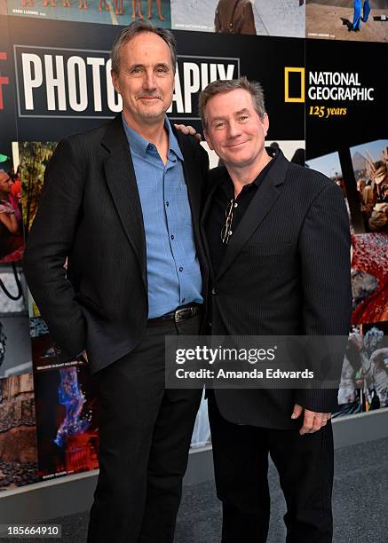 National Geographic Creative Director Bill Marr and photographer Joel Sartore attend the exclusive media preview of "The Power Of Photography :...