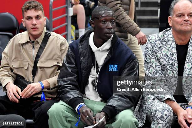 Khaby Lame attends a basketball game between the Los Angeles Clippers and the Golden State Warriors at Crypto.com Arena on December 14, 2023 in Los...