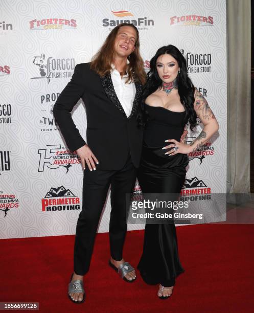 Matt Riddle and Misha Montana attend the 15th annual Fighters Only World Mixed Martial Arts Awards at Sahara Las Vegas on December 14, 2023 in Las...