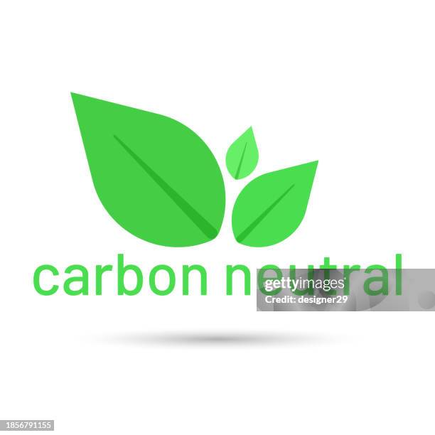 carbon neutral icon vector design. - zero carbon stock illustrations