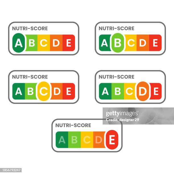 ilustrações de stock, clip art, desenhos animados e ícones de nutri-score set vector design on white background. - etiqueta nutricional