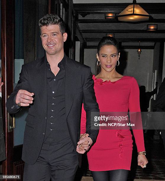 Singer Robin Thicke and Paula Patton are seen on October 23, 2013 in New York City.