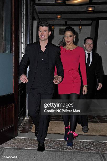 Singer Robin Thicke and Paula Patton are seen on October 23, 2013 in New York City.