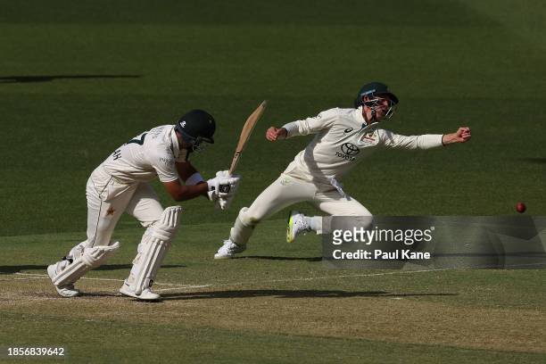 Abdullah Shafique of Pakistan bats during day two of the Men's First Test match between Australia and Pakistan at Optus Stadium on December 15, 2023...