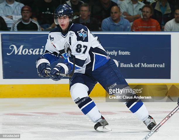 Sidney Crosby of the Rimouski Oceanic skates during the 2005 Mastercard Memorial Cup Tournament on May 22-29, 2005 in London, Ontario, Canada.