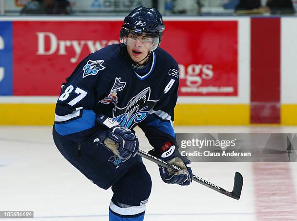 Sidney Crosby of the Rimouski Oceanic skates during the 2005 Mastercard Memorial Cup Tournament on May 22-29, 2005 in London, Ontario, Canada.