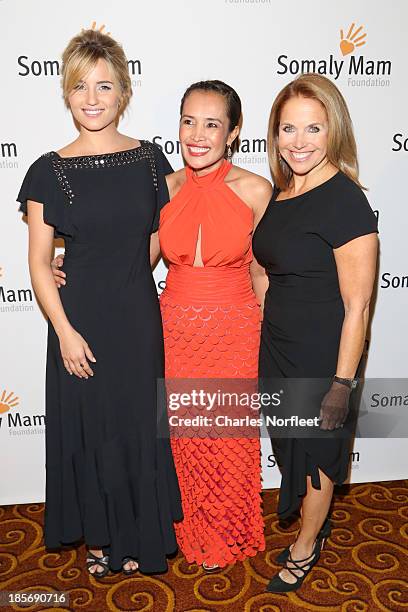 Actress Dianna Agron, author and human rights advocate Somaly Mam and Katie Couric attend the 2013 Somaly Mam Foundation Gala at Gotham Hall on...