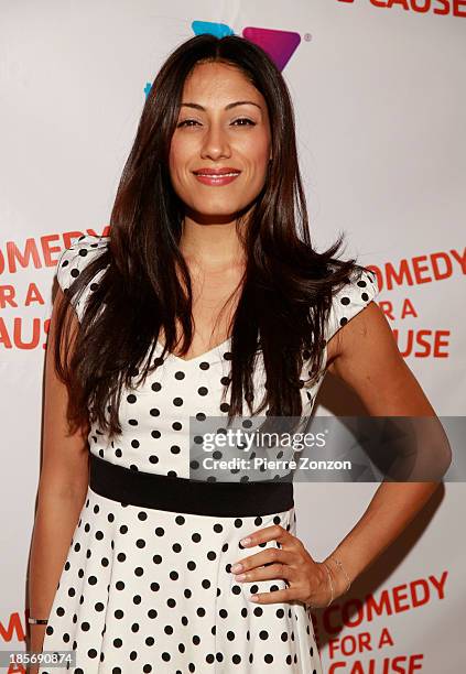 Actress Tehmina Sunny poses on the red carpet at the 10th annual "Comedy For A Cause" benefiting The Hollywood Wilshire YMCA at The Laugh Factory on...