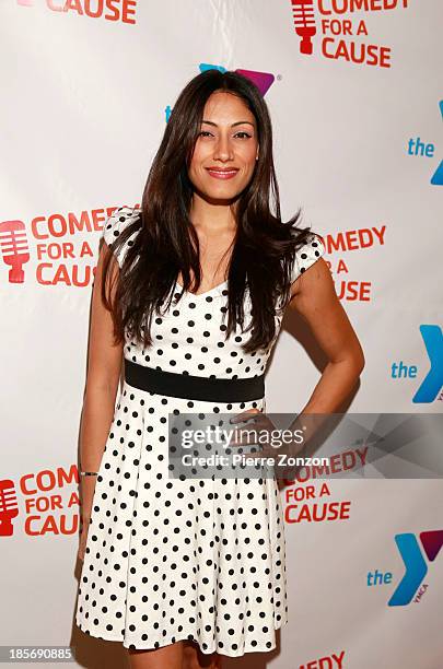 Actress Tehmina Sunny poses on the red carpet at the 10th annual "Comedy For A Cause" benefiting The Hollywood Wilshire YMCA at The Laugh Factory on...