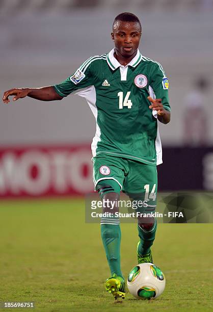 Chidiebere Nwakali of Nigeria in action during the FIFA U17 group F match between Sweden and Nigeria at Khalifa Bin Zayed Stadium on October 22, 2013...