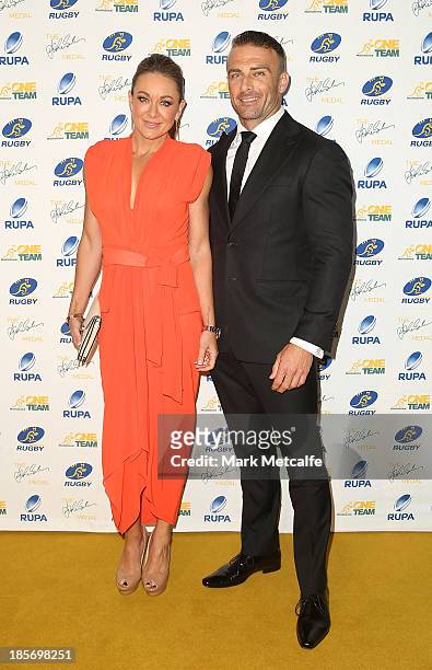 Michelle Bridges and Steve Willis arrive at the 2013 John Eales Medal at Sydney Convention & Exhibition Centre on October 24, 2013 in Sydney,...