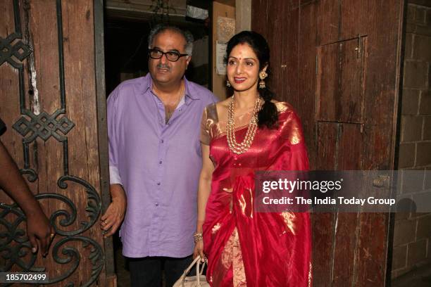 Boney Kapoor and Sridevi during Karva Chauth celebrations in Mumbai.