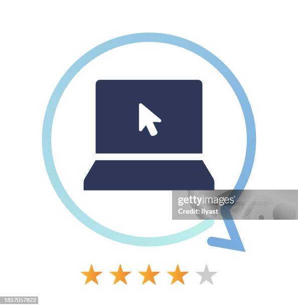 laptop vector icon - looking over computer screen stock illustrations