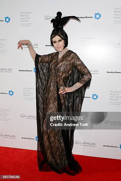 Susanne Bartsch attends the VIP reception and viewing for The Fashion World of Jean Paul Gaultier: From the Sidewalk to the Catwalk at the Brooklyn...