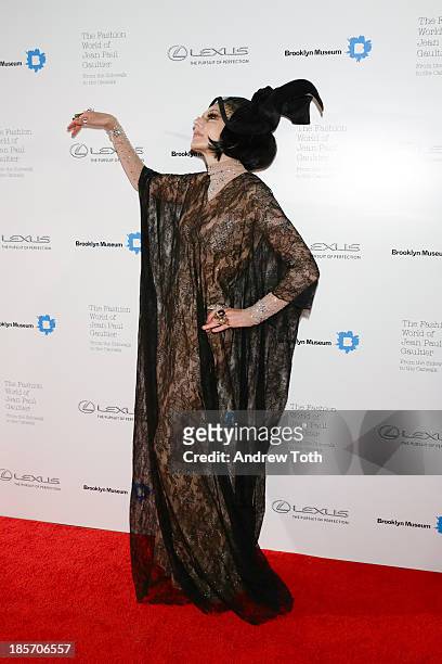 Susanne Bartsch attends the VIP reception and viewing for The Fashion World of Jean Paul Gaultier: From the Sidewalk to the Catwalk at the Brooklyn...