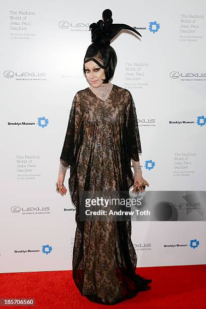 Susanne Bartsch attends the VIP reception and viewing for The Fashion World of Jean Paul Gaultier: From the Sidewalk to the Catwalk at the Brooklyn...