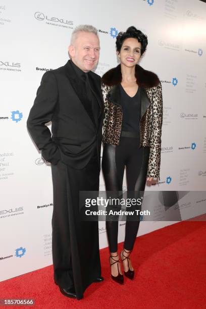 Jean Paul Gaultier and model Farida Khelfa attend the VIP reception and viewing for The Fashion World of Jean Paul Gaultier: From the Sidewalk to the...