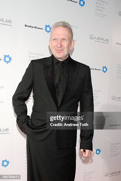 Designer Jean Paul Gaultier attends the VIP reception and viewing for The Fashion World of Jean Paul Gaultier: From the Sidewalk to the Catwalk at...
