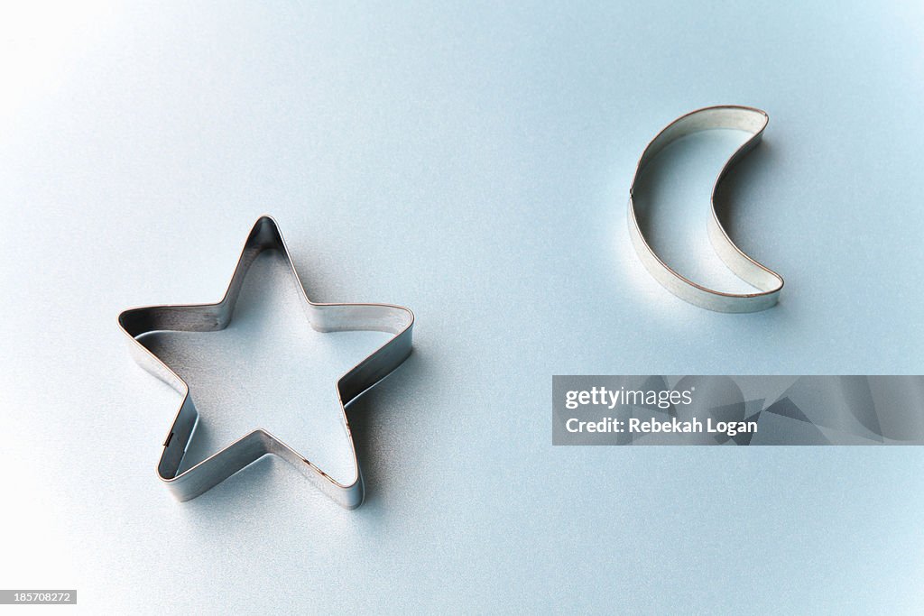 Star and moon shaped cookie cutters.