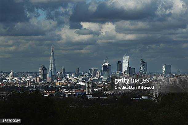 General view of the London Skyline on October 24, 2013 in London, England. London is fast becoming one of the wealthiest cities in the world, with...
